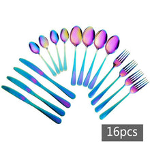Charger l'image dans la galerie, 16 pièces ensemble de couverts en acier inoxydable vaisselle créative ensembles d'argenterie fourchette couteau cuillères vaisselle pour cuisine ménage - El Couzina